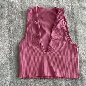 Urban Outfitters Pink Ribbed Tank Top